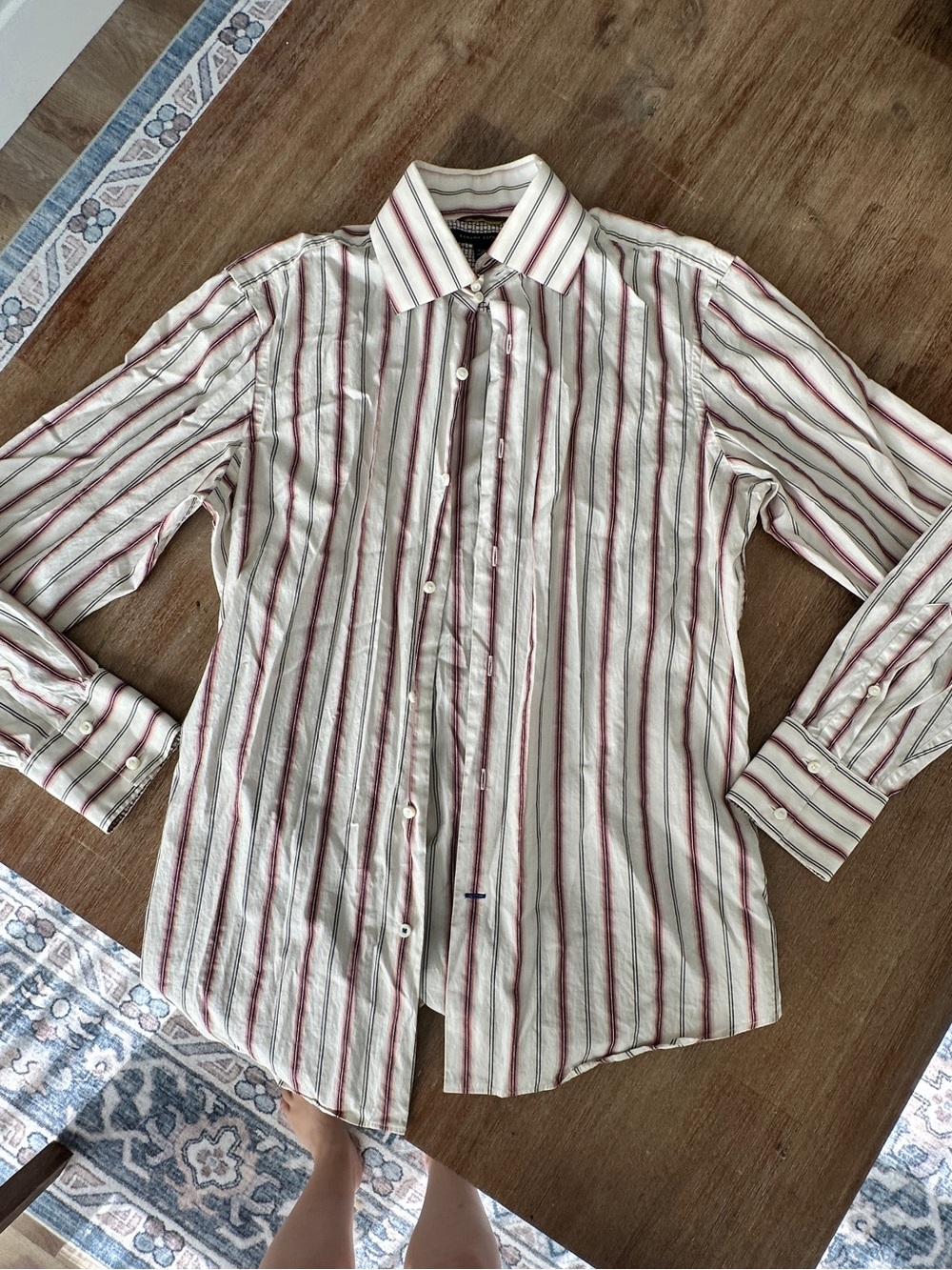 Vintage Banana Republic Stripe Button Down Dress Shirt Men’s M 15-15½ Made HK